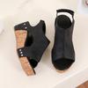 Fashion Summer Street Style Women's Footwear Solid Color Thick Sole Wedge Sandals Rubber Sole Open Toe Elegant Women's Shoes Plus Size