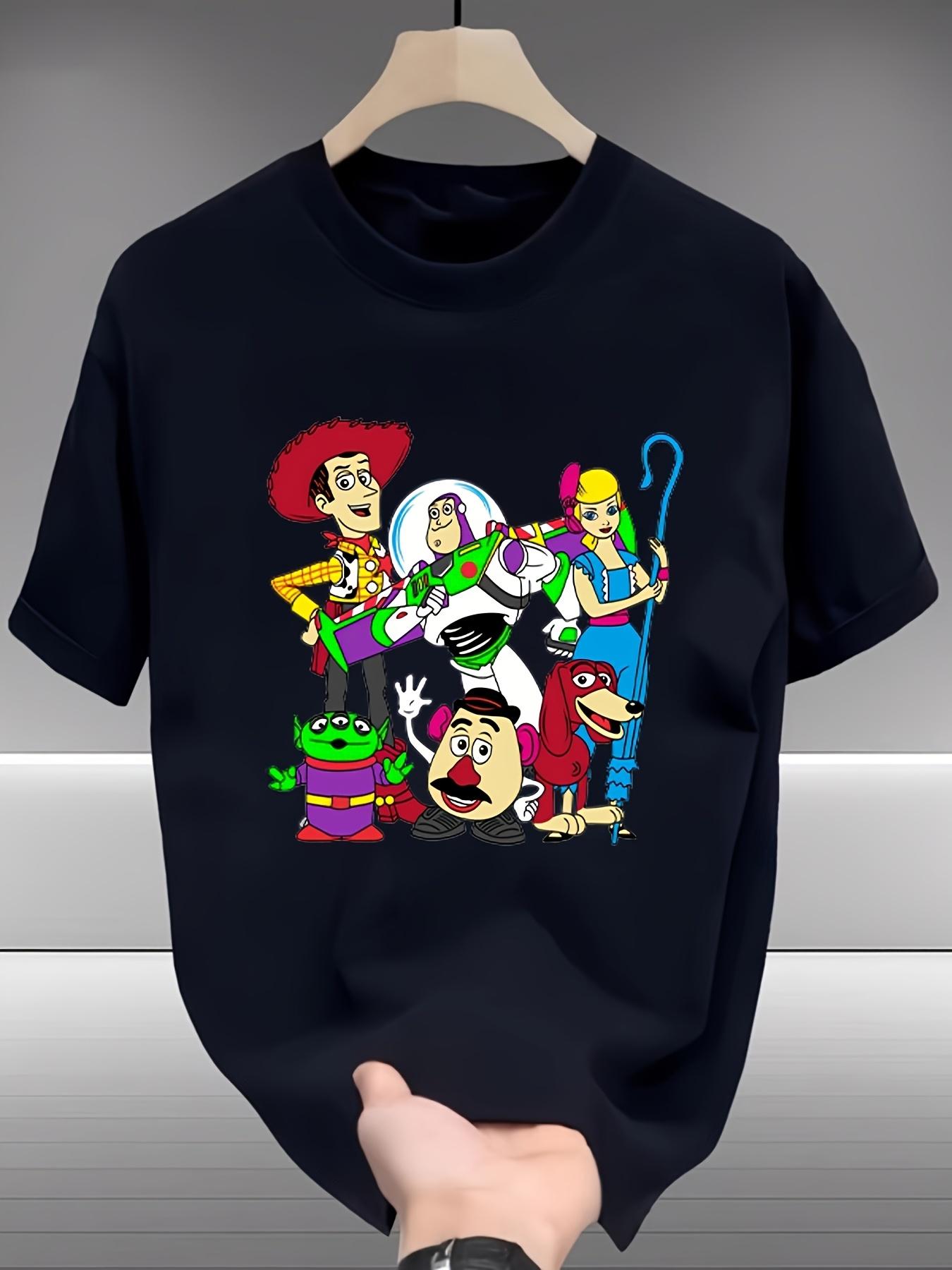 Disney Toy Story & WoT-shirt - Black Casual Short Sleeve Summer Tee with Vibrant Character Print M
