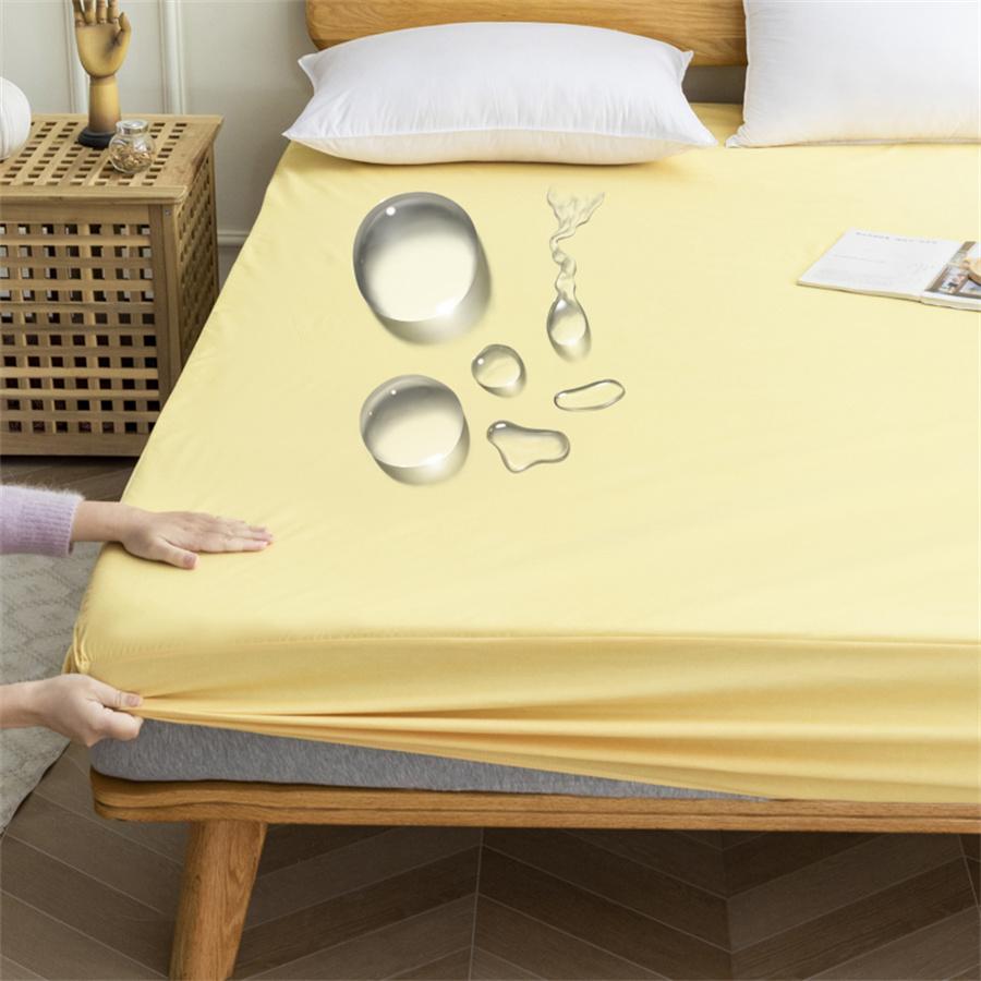 

100% водонепроникний наматрацник, простирадло на резинці з гумкою, протиковзкий захисний чохол для матраца для двоспального ліжка King Queen 160/180 140x200x30cm жовтий