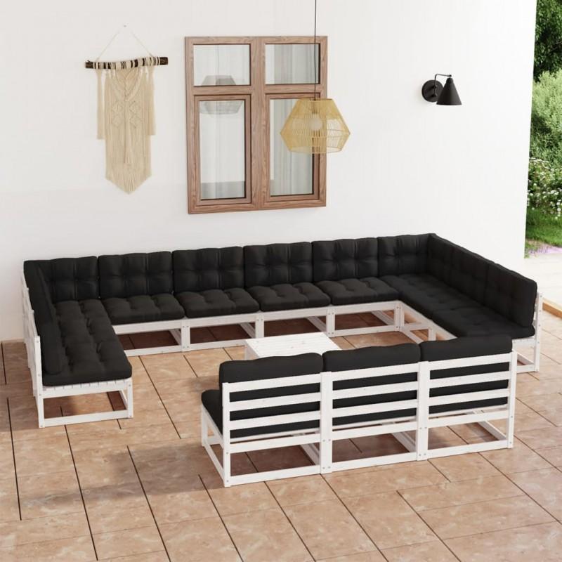 Day and Night - Day and Night 14-piece Garden Furniture Set with White Pine Wood Cushions