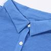 Casual Loose Lapel Shirt Solid Color Single Breasted Lady Party Wear