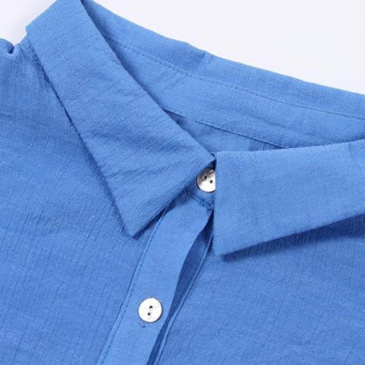 Casual Loose Lapel Shirt Solid Color Single Breasted Lady Party Wear
