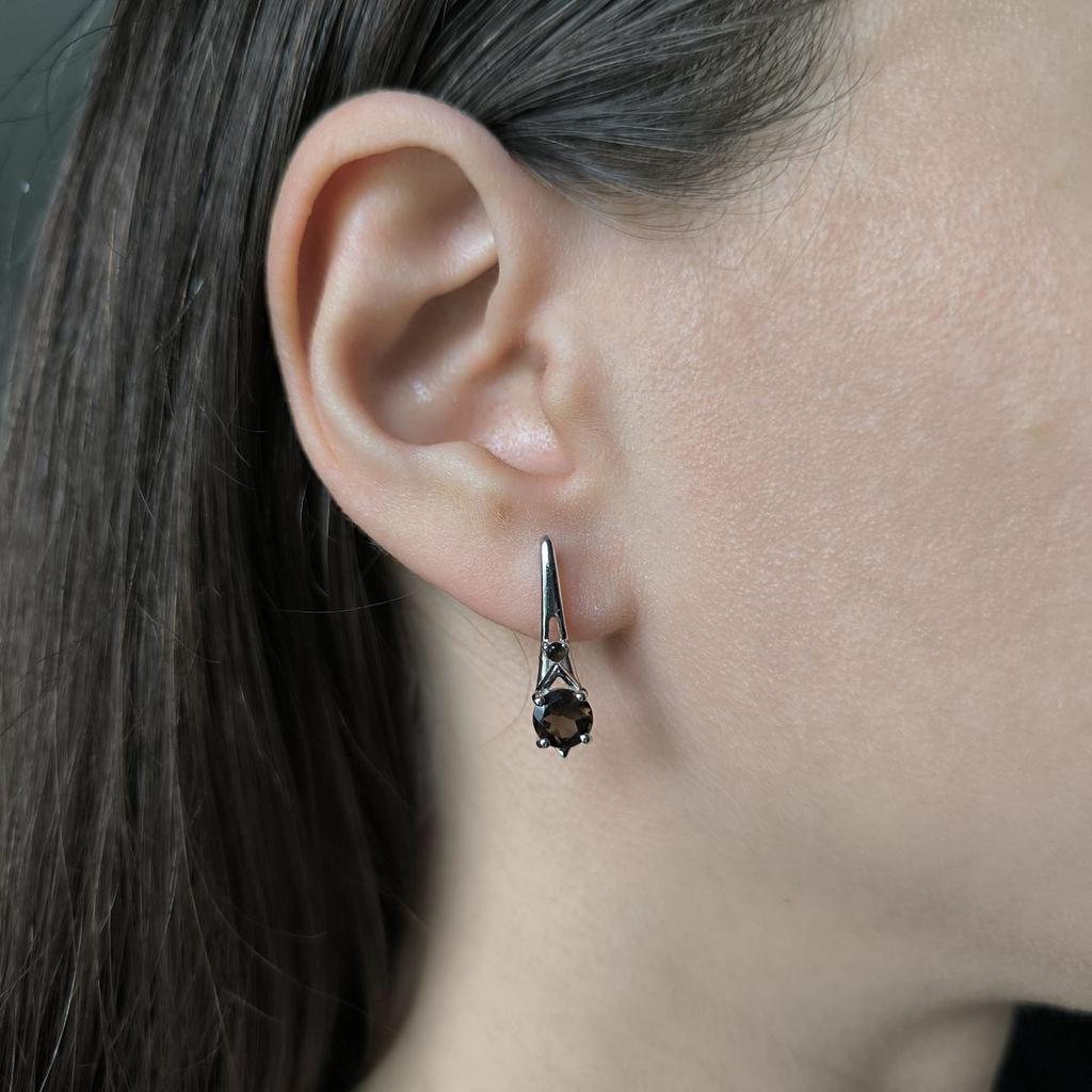 Silver Earrings with Natural Rauchtopaz (smoky Quartz) 1.617ct (2178743)