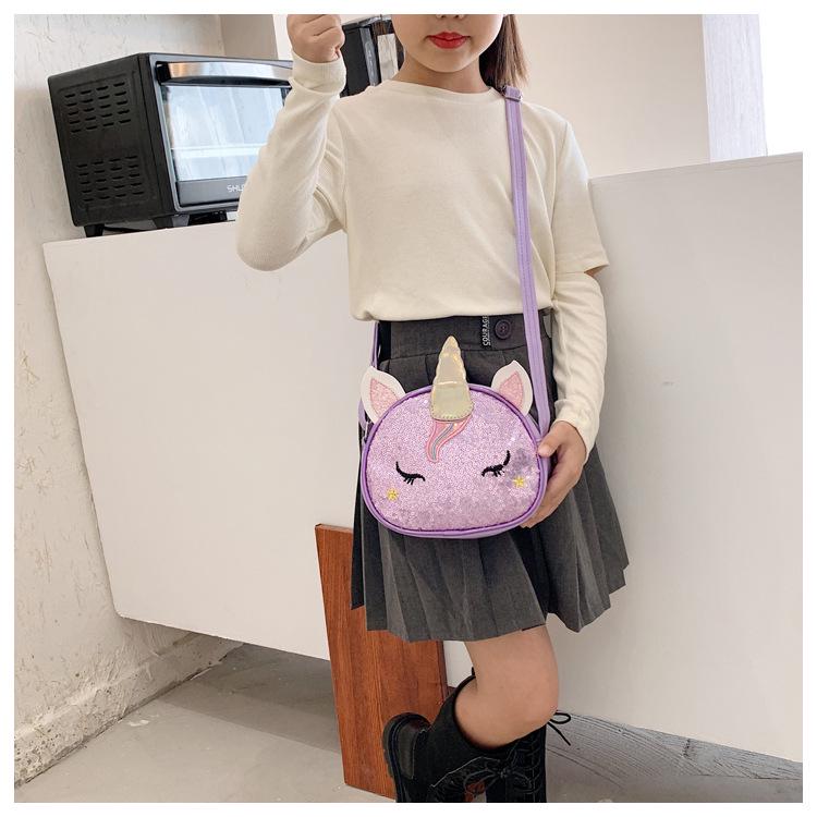 Iridescent Unicorn Cartoon Princess Crossbody Bag for Baby Girls