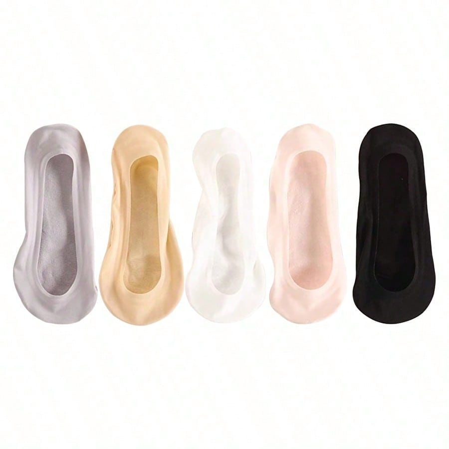 

5 Pairs Women s Spring Summer Solid Color Cool Breathable Invisible Ice Silk Short Socks