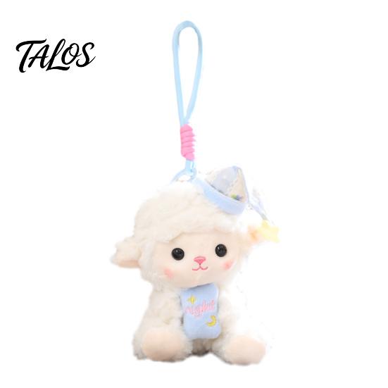 Decorative Hanging Plush Goodnight Sheep Keychain, Cute Sleepy Lamb Stuffed Toy with Nightcap, Gift for Toddlers Soft Fluffy Bag Charm Backpack