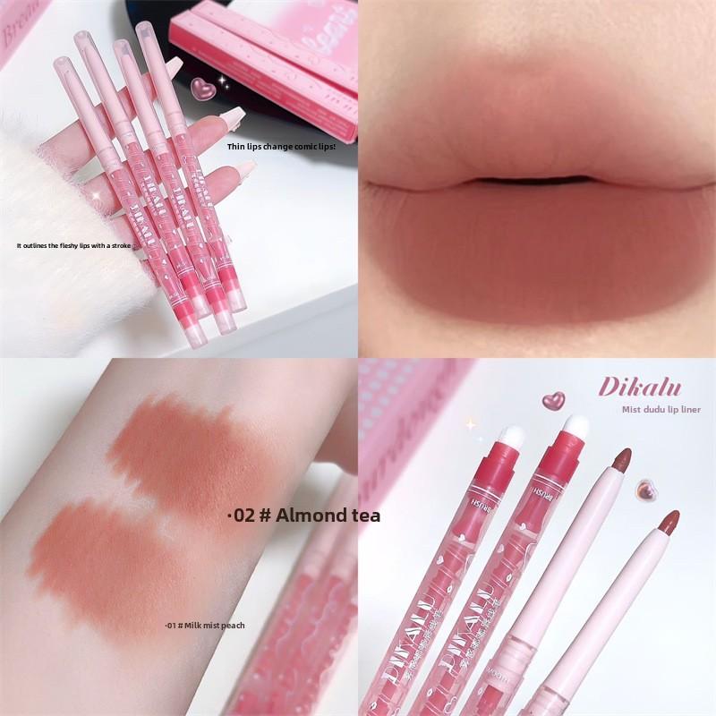 Velvet Matte Lip Liner, Waterproof Long-lasting Lip Pencil, Nude Peach Lip Liner for Smudge-proof Full Lips