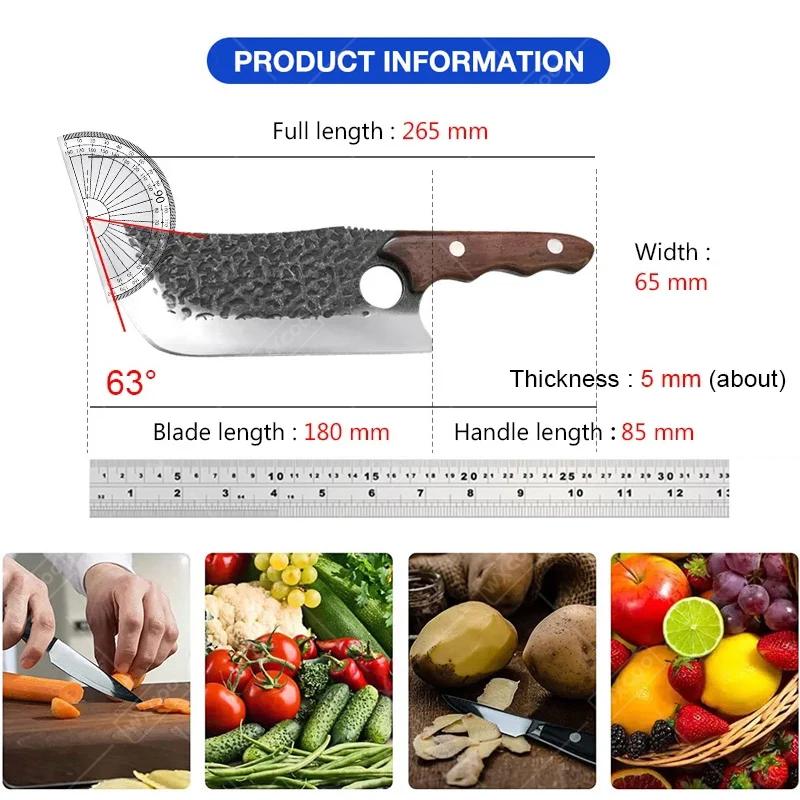 WXCOO Kitchen Knives Chef Knife Hand Forged Blade Vegetables Chop Meat Fish Butcher Knife Cleaver Handle Wood Knife
