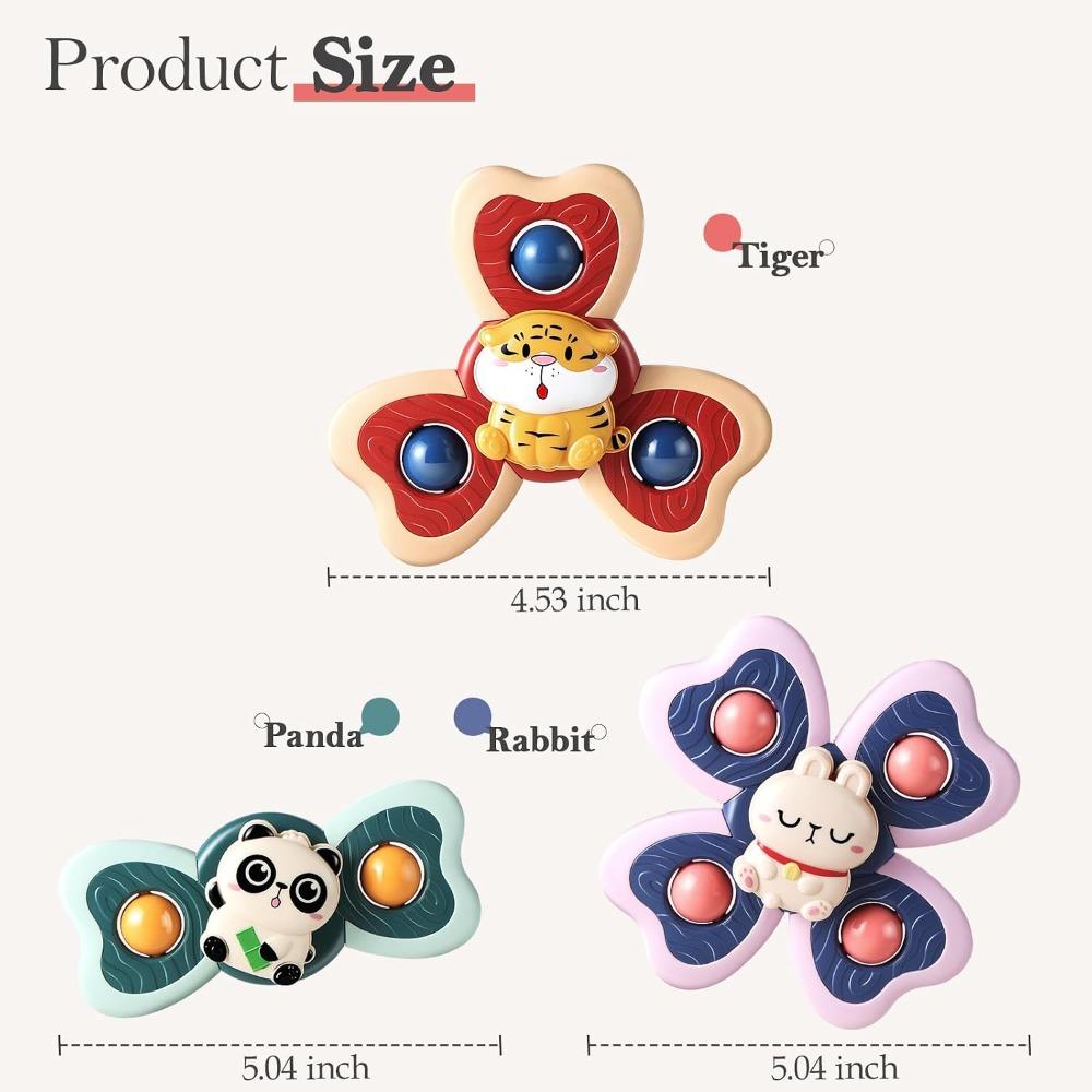 3-piece suction cup spinning toy set, suitable for 1-year-old boys and girls, baby bath toy (1 set, in OPP bag)