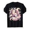 Men's Kitsune (Nine-Tailed Fox) Cherry Blossom T-Shirt - Kyubi Mythical Fox Art, Retro Anime Graphic Tee