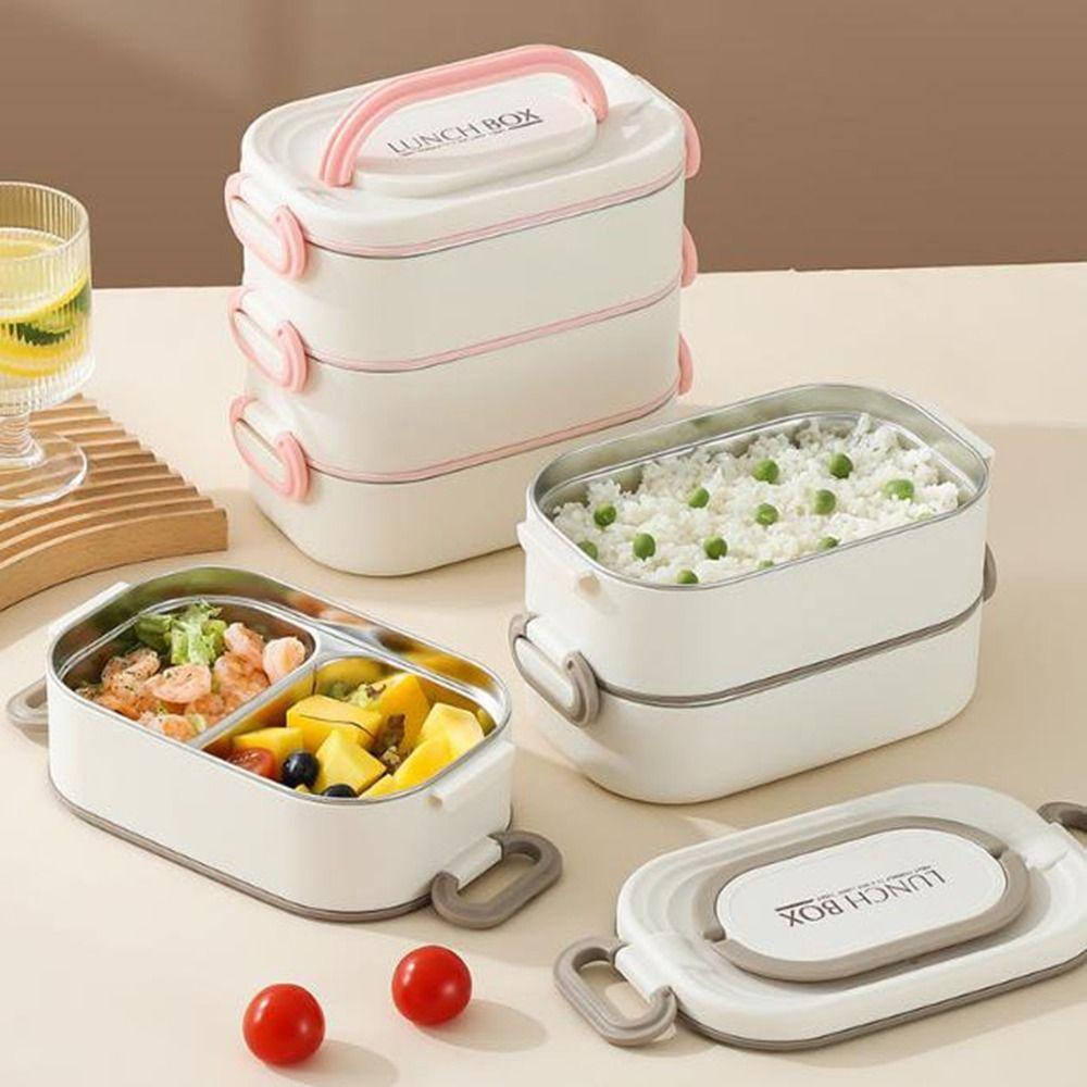 Leak-proof Stainless Steel Lunch Box Large Capacity Divided Food Storage Container  Student