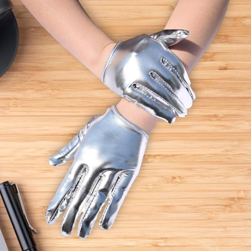 Women Glossy Short Gloves Punk Styles Hand Gloves For Fashion And Comfortable Night Club Music Festival Handwear