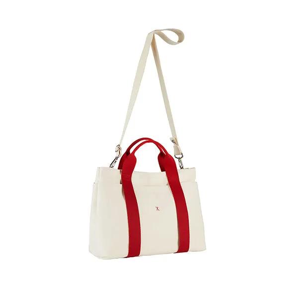 Stacey Daytrip Tote Canvas M Ivory_Red