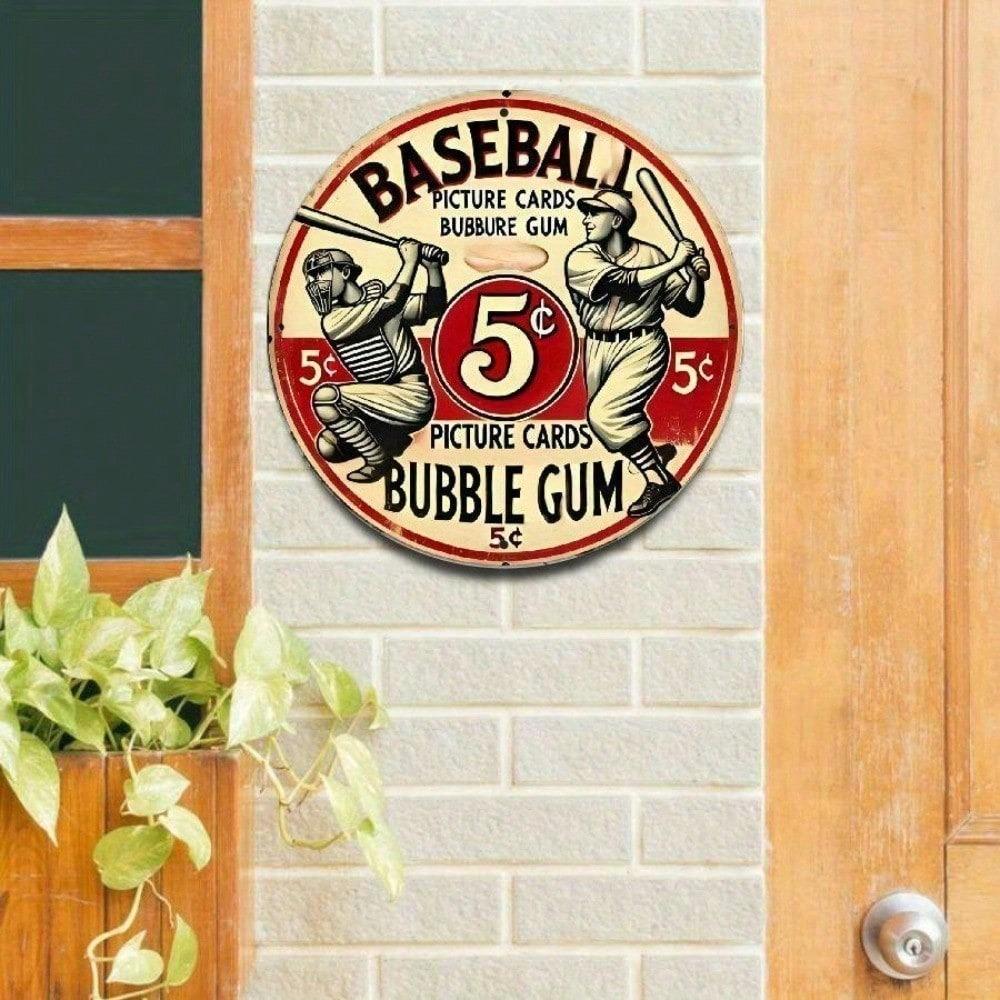 Vintage Retro Tin Sign 8x8 Inch, Baseball Metal Wall Art for Man Cave Garage Bar, American Sports Memorabilia