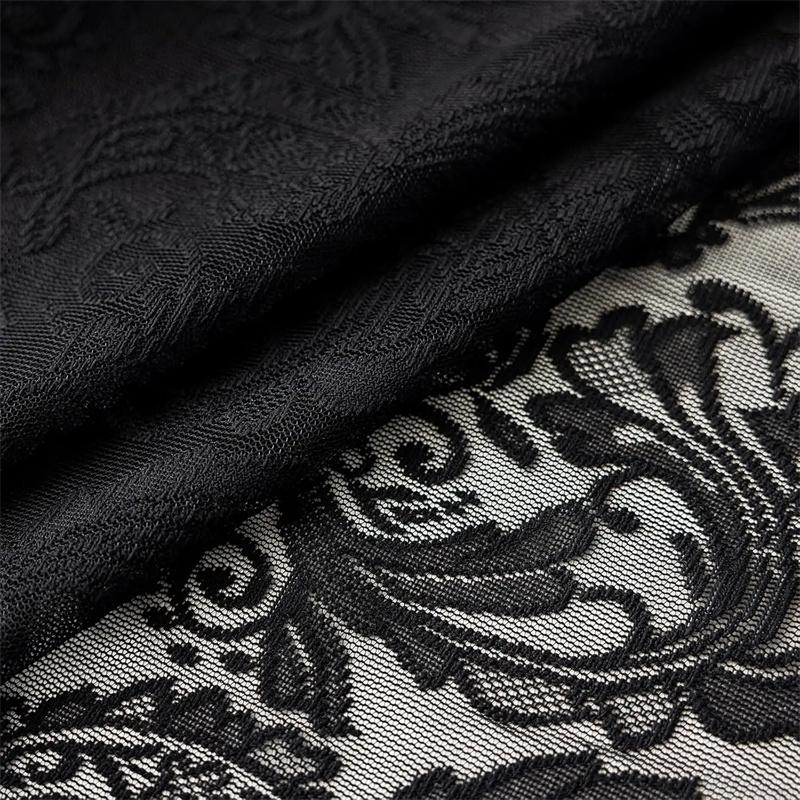 1pc Black Lace Tablecloth with Phoenix Tail Flower Embroidery for A Wedding, Suitable for Outdoor Parties and Home Decoration