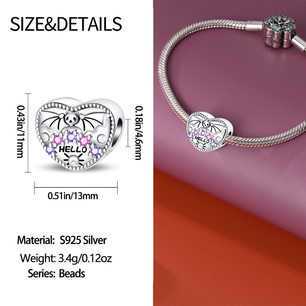 Kupfer Zauberbuch&Hexenhut&Krone Leuchtender Totenkopf Perlenanhänger Passend für Markenarmband Halloween Schmuck