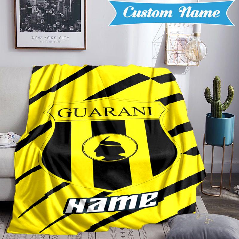 Custom Name Guarani Football Crest Blanket Lightweight Ideal Bedding Blanket Perfect for Travel, Camping, Living Rooms, Sofas, Christmas gift