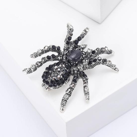 Vintage Style Overcoat Brooch Shining Rhinestones Decor Spider Shape Shawl Scarf Pin Men Suit Coat Simple Badge Fashionable Accessories