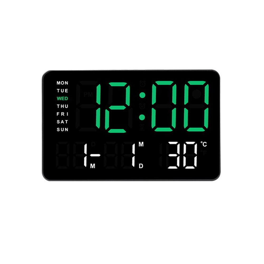 LED Digital Alarm Clock Bedside Alarm Clock Temperature/Date Display Boarderless Wall-mounted Clock Desk Alarm Clock for Bedroom