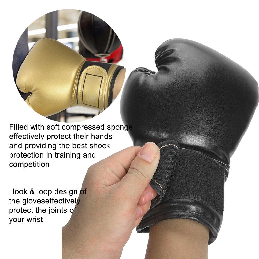 One Pair PU Lther Children Boxing Gloves Kids Sandbag Punching Sparring Training Mitts (Gold)
