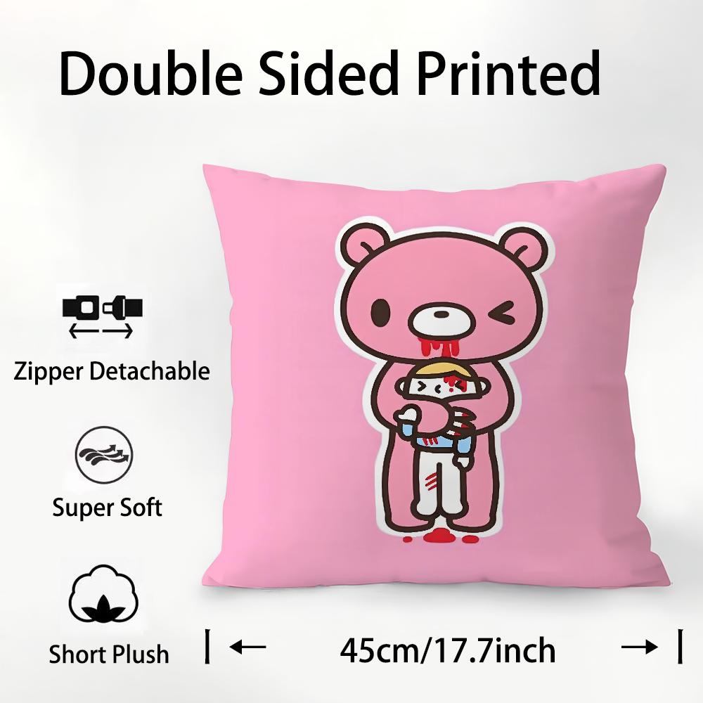 Cartoon G-Gloomy Bear Pillow Case Plush Fabric Soft Double Sided Print Sofa Cushion Cover Throw Pillow Covers