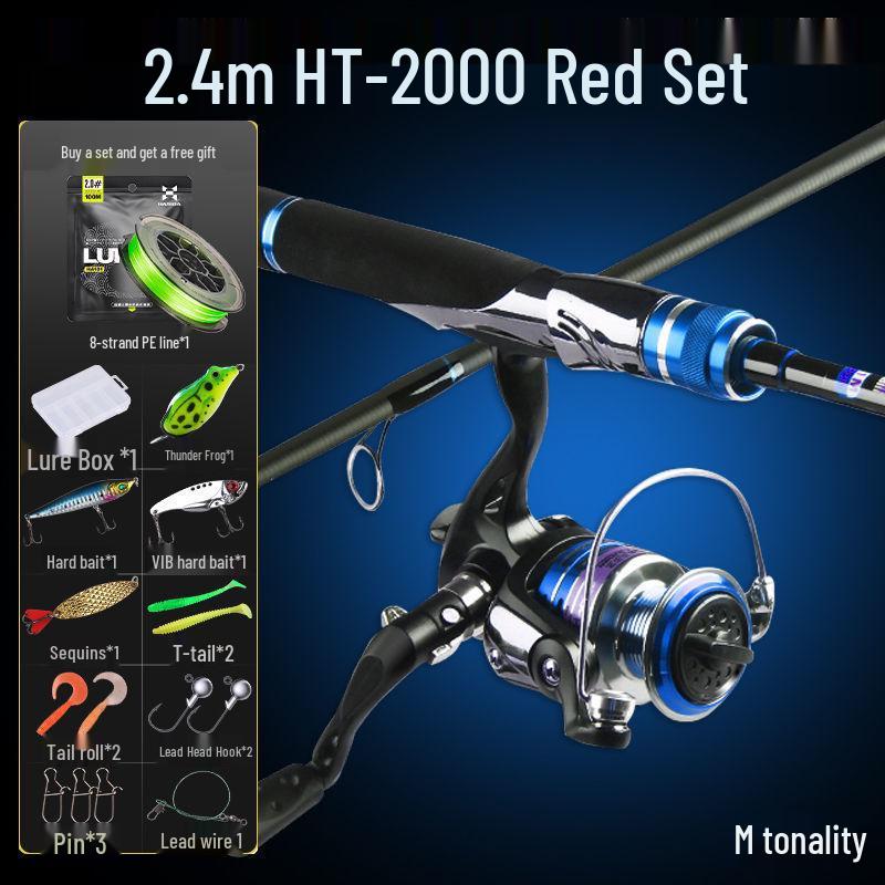 Hasda Carbon Fishing Rod & Reel Set - Straight Handle, Long Cast Metal Spinning Reel, Ideal for Beginners
