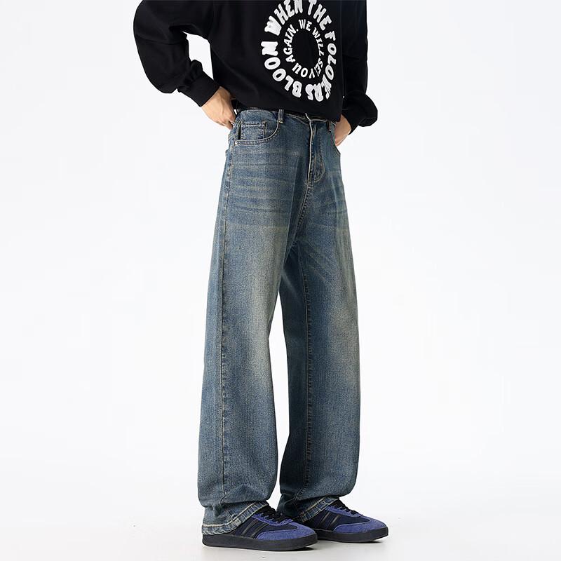 VUUG Men's Loose Straight-Leg Denim Jeans