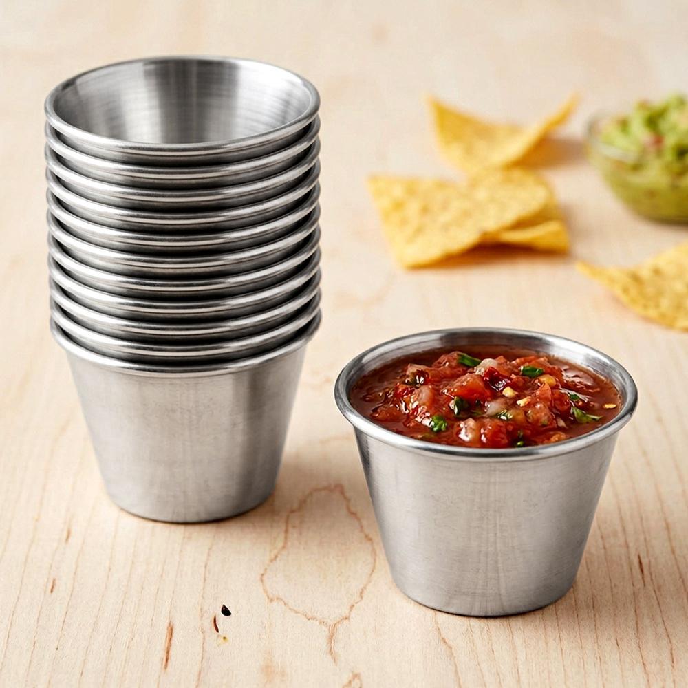 12X Bol en Acier pour Sauce Trempette Sauceur Bol Trempette Récipient 6 Cm 75 Ml