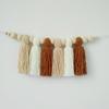 Macaron Wood Bead Tassel Wall Hanging Decor 37x14cm Colorful Yarn Home Ornament Style E