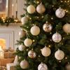 Velvet Painted Christmas Ball Ornament Set in Champagne Gold for Holiday Home Decor