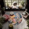 Forest pattern round rug,Carpet Rug for Living Room Bedroom Playroom ,Non-slip Floor Mat,Holiday Gifts and Birthday Gifts.