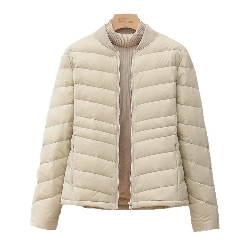 Autumn and winter light down jacket women's short baseball collar light and warm white duck down thin ribs jacket tide