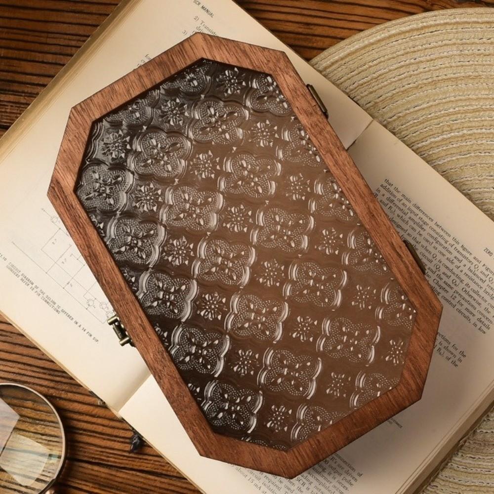 Vintage Wooden Storage Box Begonia Flowers Cosmetic Organizer Storage Cabinet  Treasure Keepsake