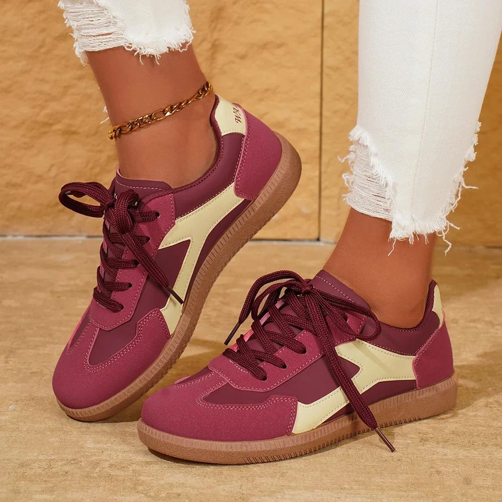 Fashion Women Sneakers New Fashion Mix Color Flat Sneakers Women Spring Autumn Comfort Causal Shoes Woman Lace Up Flat Plus Size Loafers