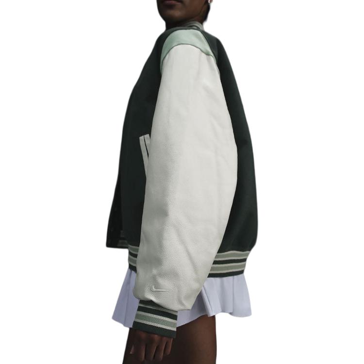 Nike Color Block Single-Breasted Loose Long Sleeve Jacket Women jackets Green FN3672-338