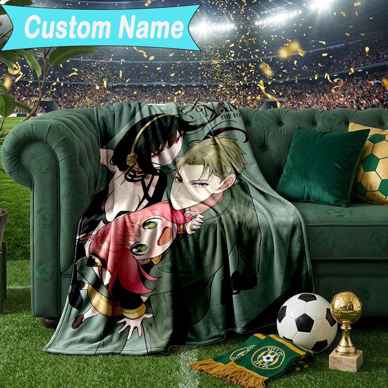 Custom Name Blanket Fantasy Battle Anya Blanket Bedding Blanket for Travel, Camping, Living Rooms, Offices, Sofas, Fan Christmas Gift