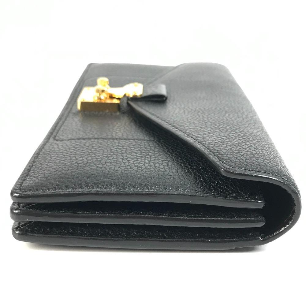 Louis Vuitton Long Wallet Bi-fold Flap Long Wallet Calf leather Black
