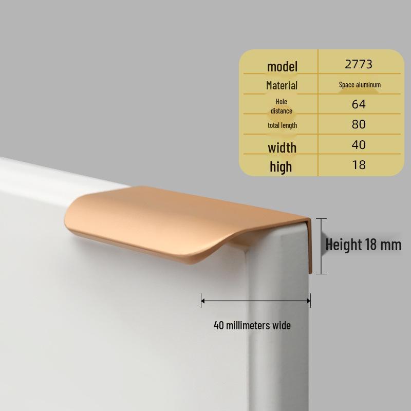 Oukali Curved Invisible Edge Aluminum Cabinet and Wardrobe Handle