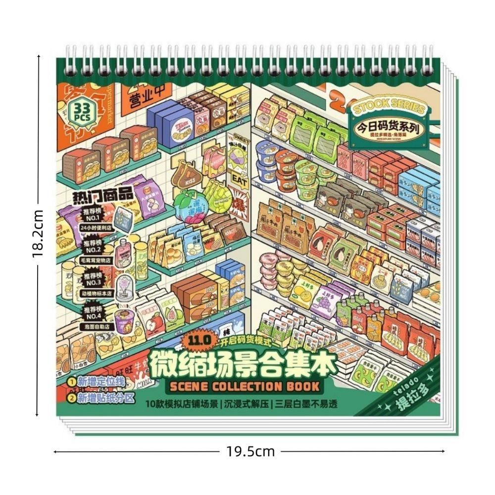 10 Scenes 33 Sheets Miniature Scene Sticker Store Series Shop Scene Sticker Book  Holiday Gifts