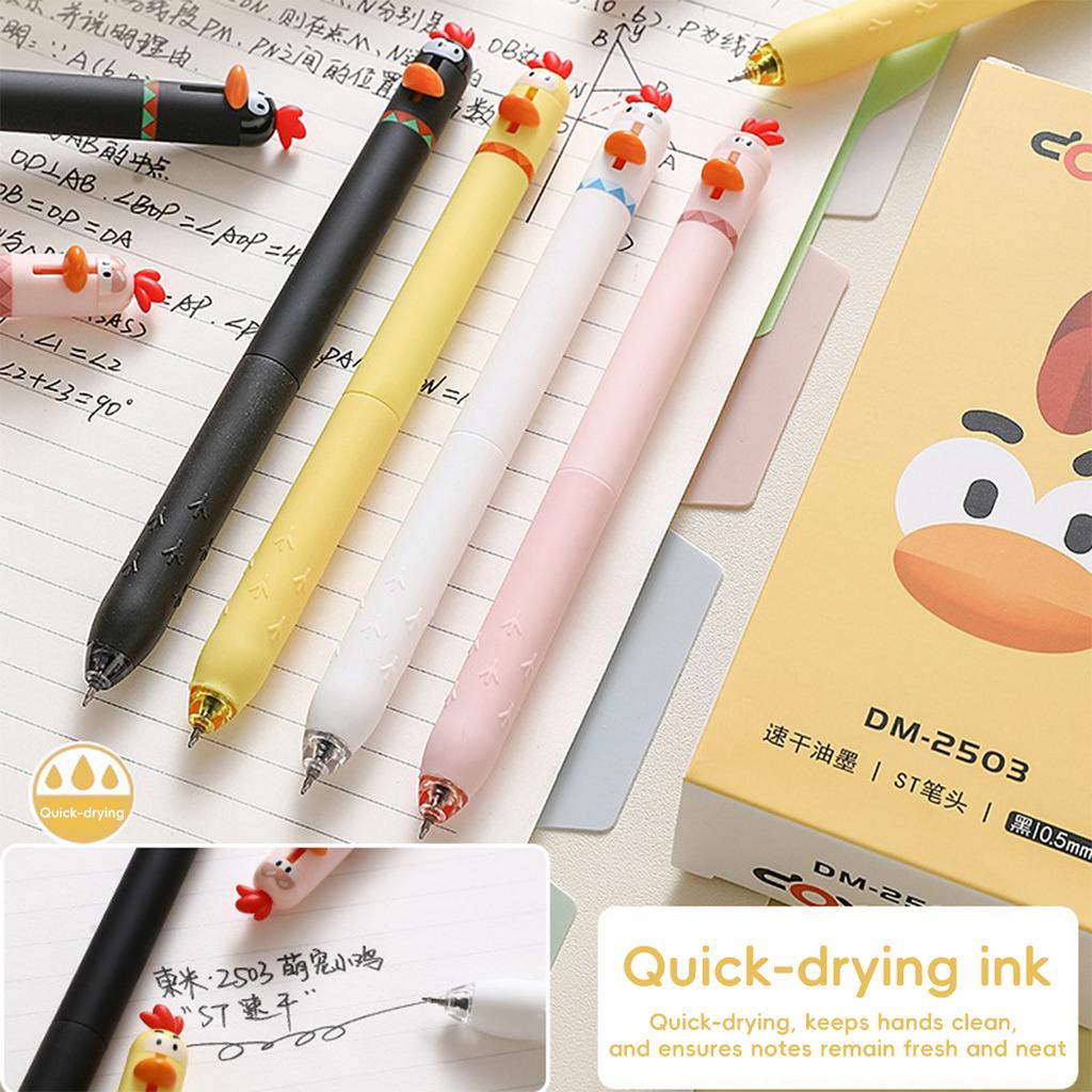 Cute Chicken Click Pen Stress Relief Fidget Toy Exam Must Have 0.5mm Fast-Drying Ink Gel Pen for School Office Back To School