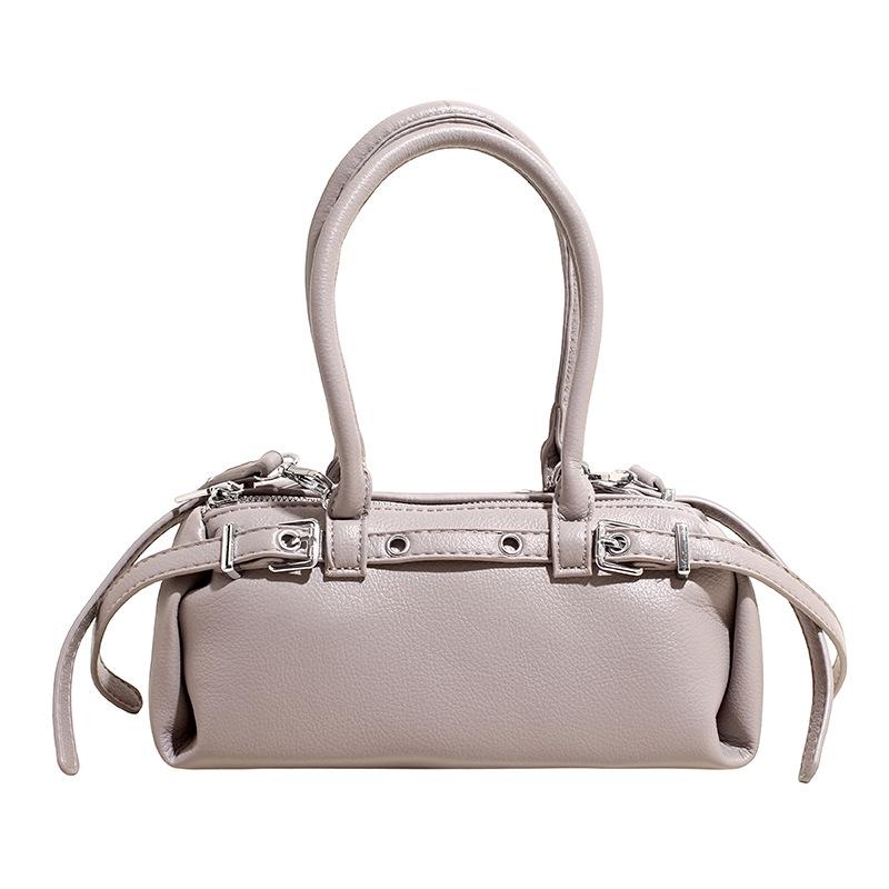Elegant PU Handbag for Women Classic Barrel Shape Design with Dual Handles and Adjustable Shoulder Strap