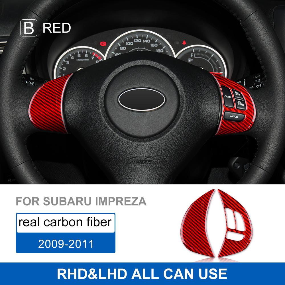 Real Soft Carbon Fiber Sticker For Subaru Impreza 2009 2010 2011 Car Steering Wheel Button Frame Interior Trim Accessories