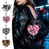 Plys Hjerte Nøglering Leopard Kærlighed Nøglering, Fyldt Nøglering Vedhæng Punk Rygsække Tilbehør med Metal Stjerne, Taske Dekoration Håndtaske Dekoration
