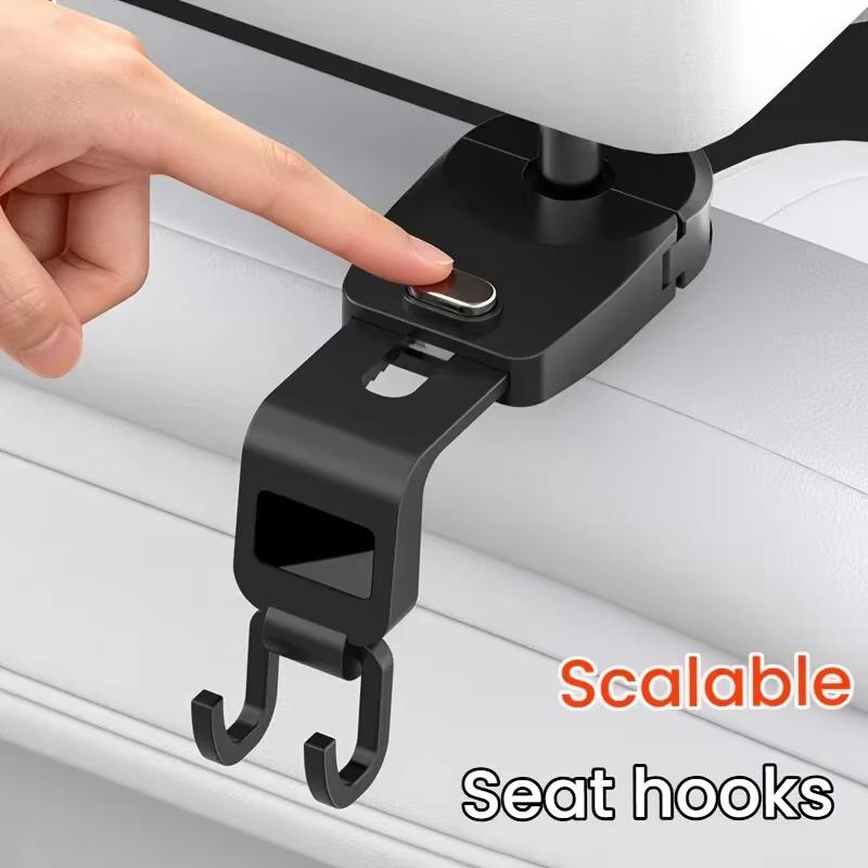 Universal Car Headrest Hook Heavy Duty Load Bearing Easy Installation Holds Bags Groceries Purses Keeps Car Interior Neat