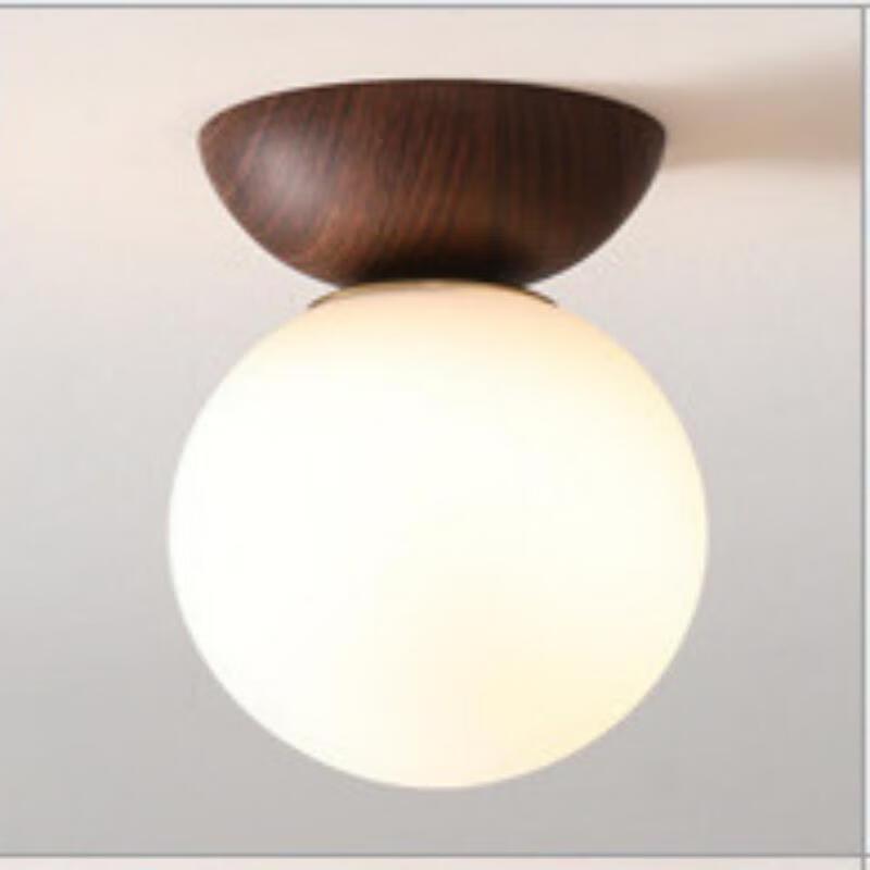 Nordic Walnut & Cream Globe Pendant Light