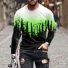 Retro Graffiti 3D-Druck Sommer Herren Rundhals-T-Shirt Lässiges Langarm-T-Shirt Übergroßer Pullover Modetrend Herrenbekleidung