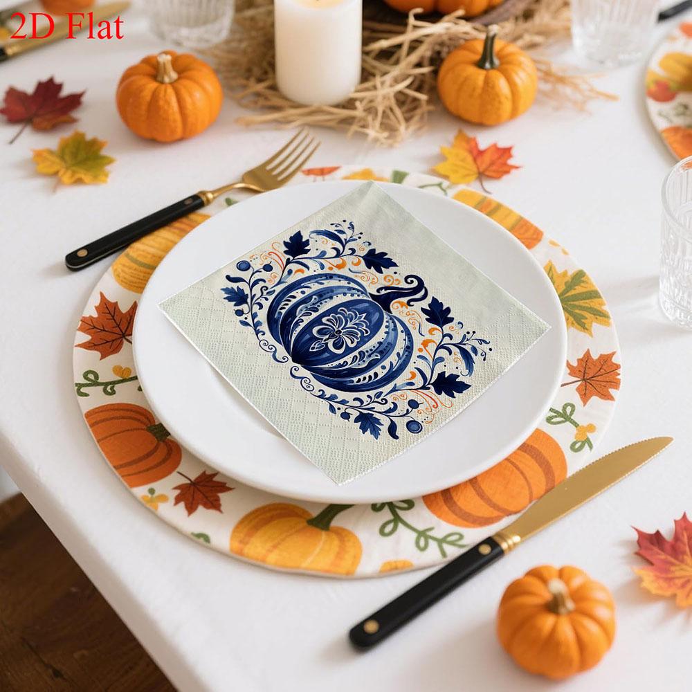 20pcs Disposable Napkins with Halloween pumpkin Pattern Print for Wedding,Parties,and Daily Use for Thanksgiving Fall Christmas Table Decoration