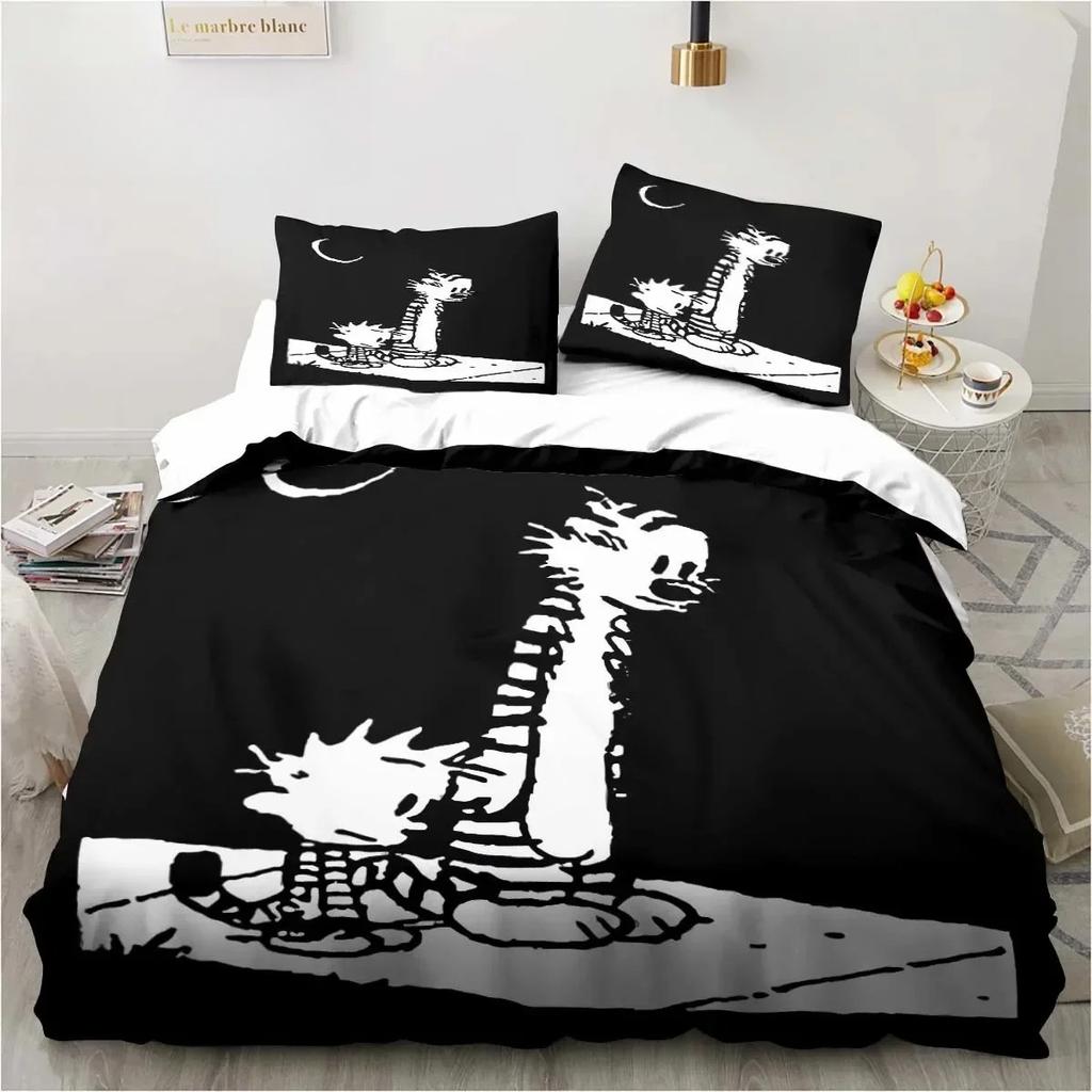 Cartoon Calvin Hobbes 3D Print Bedding Set Single Twin Full Queen King Size Bed Set Adult Boys Bedroom Bedding Gift