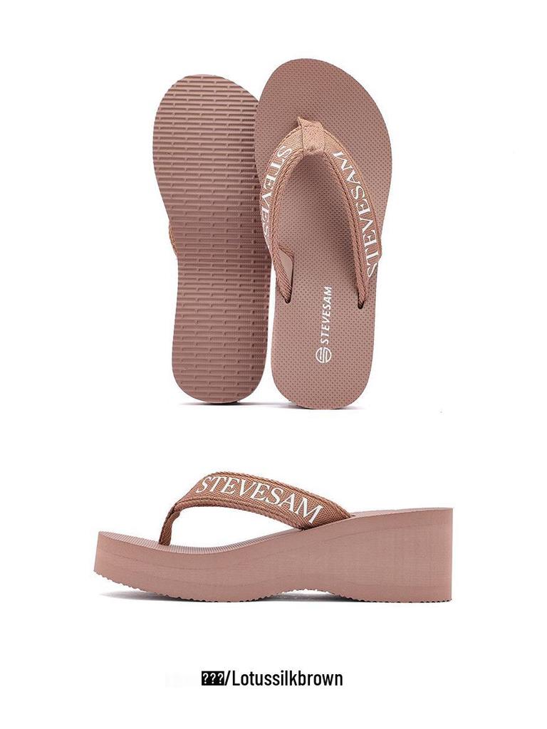 Women's 6cm Thick Sole Wedge Flip Flops - Summer Non-Slip High Heel Toe Post Sandals with Comfortable Woven Strap.