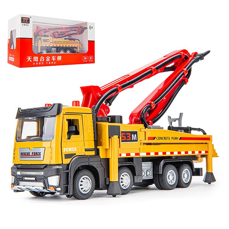 1:32 Pompă de beton Camion de jucărie Mașină turnată sub presiune Model de vehicul Trage înapoi sunet și lumină Cadou de colecție în miniatură pentru băiat copil